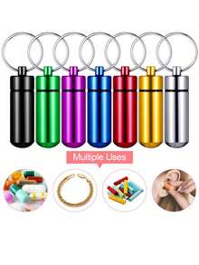 Móc khóa đựng thuốc di động, hộp đựng thuốc mini bằng hợp kim nhôm, chai thuốc kim loại chống thấm nước, thích hợp cho cắm trại và du lịch ngoài trời. - Nhiều màu - Xem 3