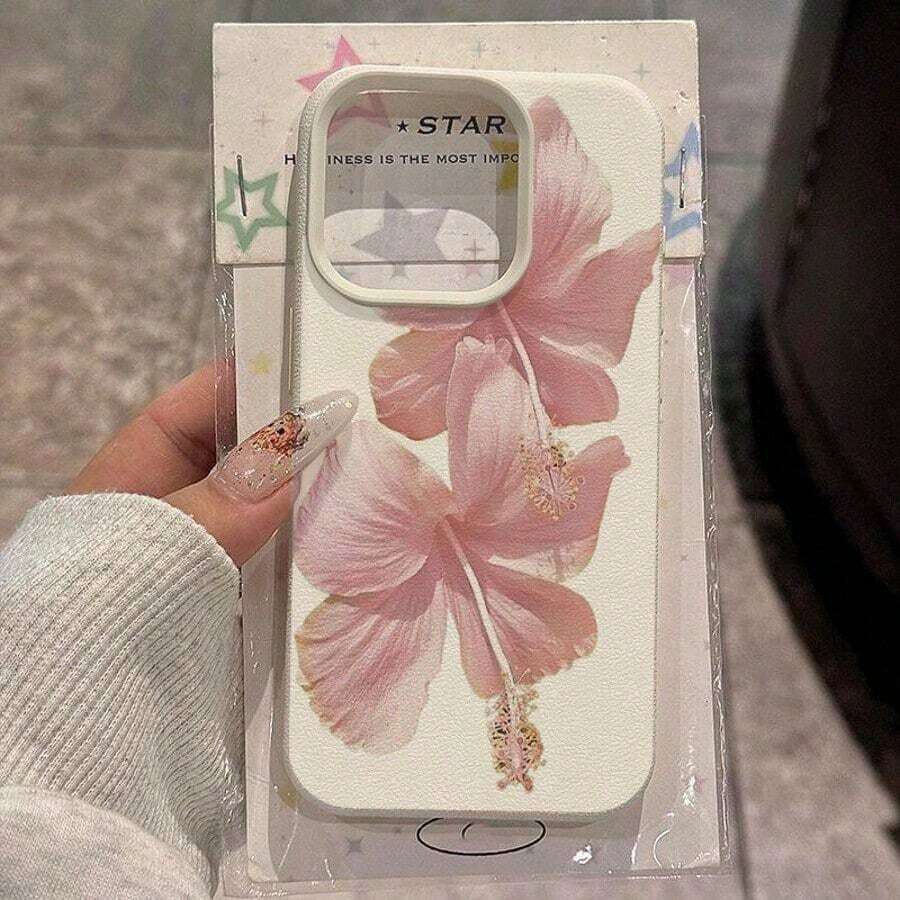 1pc TPU Material Elegant Pink Orchid Pattern Shockproof Phone Case Compatible With Iphone/ Smartphones - Kiểu 7 (1 cái) - Xem 1