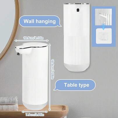 Despachador de Jabon Liquido sin Contacto, 350ml USB Recargable Automatico Dispensador Jabon Baño, Sensor IR Inteligente Dispensador de Shampoo con 4 Velocidades Ajustables, para Baño, Cocina (Espuma)