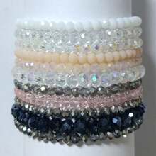 Bộ 11 vòng tay pha lê đàn hồi, có thể xếp chồng, nhiều màu sắc và được cá nhân hóa dành cho nữ, hạt thủy tinh phong cách Bohemian, thích hợp làm quà tặng tình bạn hoặc quà tặng cô dâu - Nhiều màu - Xem 19