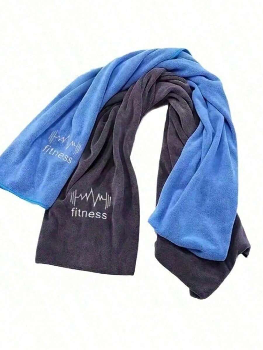2pcs Solid Color Quick-Drying Athletic Towel With Embroidered Logo For Running, Fitness, Outdoor Hiking, Camping, Travel, Etc. Home Bathroom Decor Fall Decor Beach Essentials Back To School - Multicolor - View 1