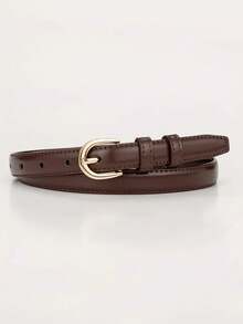 1/2/3pcs Semi-Oval Buckle Versatile Fashionable PU Leather Belt For Women - Multicolor - View 7