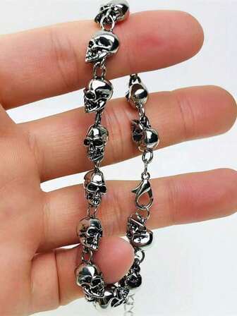 1 件哥特朋克风格骷髅链手链女士万圣节珠宝装饰