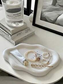 1pc Cloud Shaped Tray, Nordic Style Jewelry Storage Tray, Jewelry Collection Decorative Tray, Jewelry Display Tray, Women's Gift, Home Decor Bedroom Decor, Elegant Cloud-Shaped Ceramic Tray - Single Layer Luxury Jewelry And Perfume Display Stand, Jewelry Tray, Home Living Room Office Key Storage - Perfect Gift For,Cute Cartoon Shooting Props Jewelry Storage Plate Display Plate Gifts For Women, Back To School.