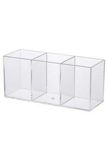 1pc Acrylic Pen Holder, Plastic Transparent 3-Compartment Desktop Organizer Box, Makeup Brush & Cosmetic Storage Bag,Room Decor, Bags,Makeup Bag,Vanity,Travel,Make Up Bag,Travel Essentials,Organizer,Storage,Travel Essential,Makeup Organizer,Makeup Bags,Make Up Organizer,Organiser,Toiletry Bag,Desk Organiser,Cosmetic Bag,Makeup Pouch,Make Up Organize,Vanity Accessories,Make Up Pouch,Make Up Bags,Jewellery Box,Pouch,Makeup Brush Holder,Brush Holder,Perfume Organiser,Pouch Bag,Gifts For Women,Christmas Gifts,Gift Ideas For Women - Black - View 8