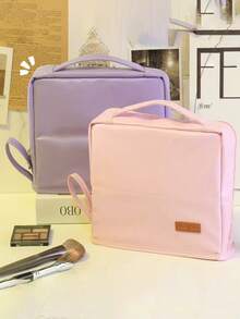 1 Stück Kosmetiktasche aus PU-Leder Material, vertikale Ausführung mit großer Kapazität und Mehrfachtaschen, tragbare Aufbewahrungstasche, vertikale Kosmetiktasche mit Fächern