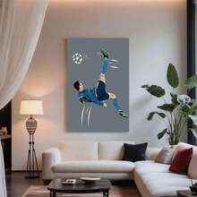 Framed 2D Canvas Modern Wall Art 1pc Ronaldo Bicycle Kick Packaging Wooden Frame Home Decoration Classic Decorative Art Style Suitable For Bedroom, Living Room, Coffee Shop, Dormitory, Bathroom, , Mother'S Day, Easter, Dormitory Decoration, Wall Fashionable Illustration - Đóng khung - Xem 2