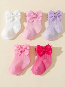 5 Pairs Cute Bow Bubble Mouth Princess Socks, Suitable For Birthday, Festivals, First Birthday Gifts - Multicolor - View 7