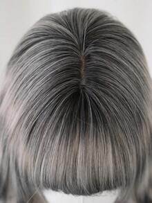 NAMM 30 英寸灰色渐变黑色长波浪假发，女士宽松长波浪假发，华丽蓬松合成假发，刘海自然外观，非常柔软合成耐热纤维头发，漂亮的全机发假发适合时尚女孩日常、动漫或服装角色扮演装饰、音乐节舞会街头穿着使用（渐变灰黑色） - 漸層 - 查看 7