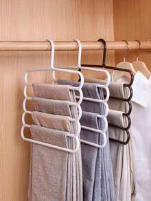 12/10/8/4/3/1 Pcs Space Saving 5-Tier Pants Rack, Multi-Functional Wardrobe Storage Rack, Plastic Pants Hanger, Organizer For Pants, Jeans, Skirts, Scarves In Closet, Bedroom, Balcony - Home Decor Accessories, Christmas Gift (Random Style)