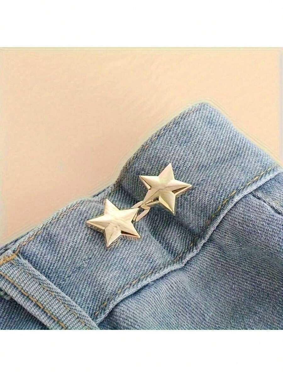 1 Paar/2 Paar Sternform Jeans Knöpfe, Hosen Taillengurt, einstellbare Gürtelschnallen Sets, ohne Nähen und ohne Werkzeuge abnehmbare dekorative Gürtelschnallen, Jeans Knöpfe Pins für weite Jeans, Hosen