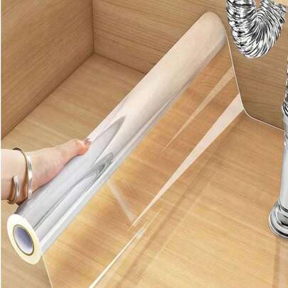 1 卷透明墙面保护膜，适用于瓷砖贴、墙贴、壁纸，防油防污，适用于厨房、餐桌台面保护，易于清洁，非常适合家居装饰、家具、餐桌、客厅墙面保护，可定制，厨房装饰和配件，厨房用品墙纸墙面装饰房间装饰壁纸即撕即贴
