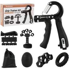 Ejercitador de mano 6 en 1 Fortalecedor de dedos y agarre con pelota, Hand gripper Finger exerciser Ejercicio de antebrazo Entrenador de fuerza para deportes de palma y antebrazos y dedos - Naranja - Ver 1