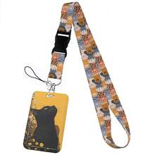 CX Lovely Kitten Manga Card Holder Badge Holder ID Card Lanyards Cell Phone Rope Key Lanyard Neck Straps Keychain Cats01 Christmas Gift