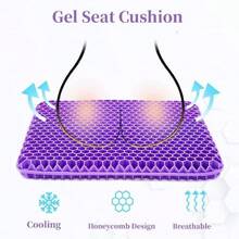 Gel Seat Cushion For Long Sitting, Double Thick Office Desk Home Wheelchair Seat Cushions For Back Hip Sciatica Tailbone Pain Sore Pressure Relief, Gel Cooling Game Chair Pads For Car Truck Driver,21761480 - 彩色 - 查看 5