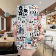 Fashionable Travel 1pc Minimalist Transparent Anti-Drop Protection Phone Case With Castle & English Text Graphic, Compatible With IPhone 17 Pro Max,16 Pro Max, 15, 14 Plus, 13, 12, 11, And Series Waterproof Shockproof Scratch Resistant,Gift,Boyfriend,Girlfriend - 款式1 (1PC) - 查看 4