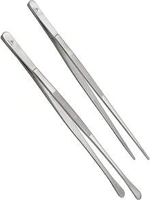 Pinzas de cocina profesionales largas con puntas redondas y curvas para agarrar y manipular alimentos - plata - Ver 6