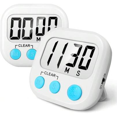 2 Pack Digital Kitchen Timer - Big Digits, Simple Operation And Loud Alarm - Magnetic Backing Or Table Stand - Stopwatch Count Up And Down For Cooking Baking Sports Games Office