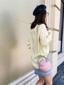 Mini Letter Basketball Design Round Bag, Fashionable Chain Shoulder Round Bag, Zipper Handbag - Multicolor - View 4