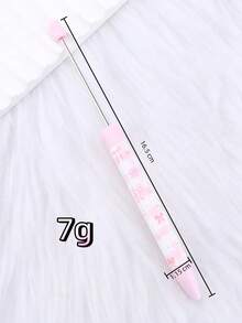 10pcs/Set New Pink Bow Beaded Ballpoint Pen, Cute Pink Beaded Silicone Barrel Plastic Pen, Valentine's Day Gift Craft Making