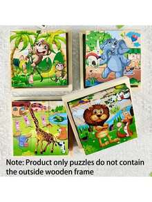1pc 6-Sided Wooden Cube Block - Wooden Puzzle, 9 Cubic Blocks, Ocean World Animal Theme, Helps Concentration, Categorization And Logical Thinking, Ideal Gift - Multicolor - View 6