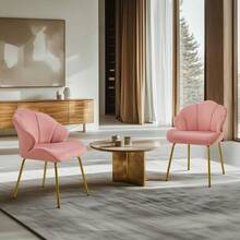 Poltrona in Velluto Moderno Poltrocina con Schienale a Forma di Conchiglia Sedia Imbottita da Lettura per Soggiorno Camera da Letto Ufficio Sedia Laterale da Salotto