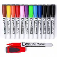Magnetic Dry Wipe Pens Dry Erase Markers With Eraser Cap Low Odor Fine Tip Whiteboard Pens Pack Of 12, 10 Colors - 最初的 - 查看 1
