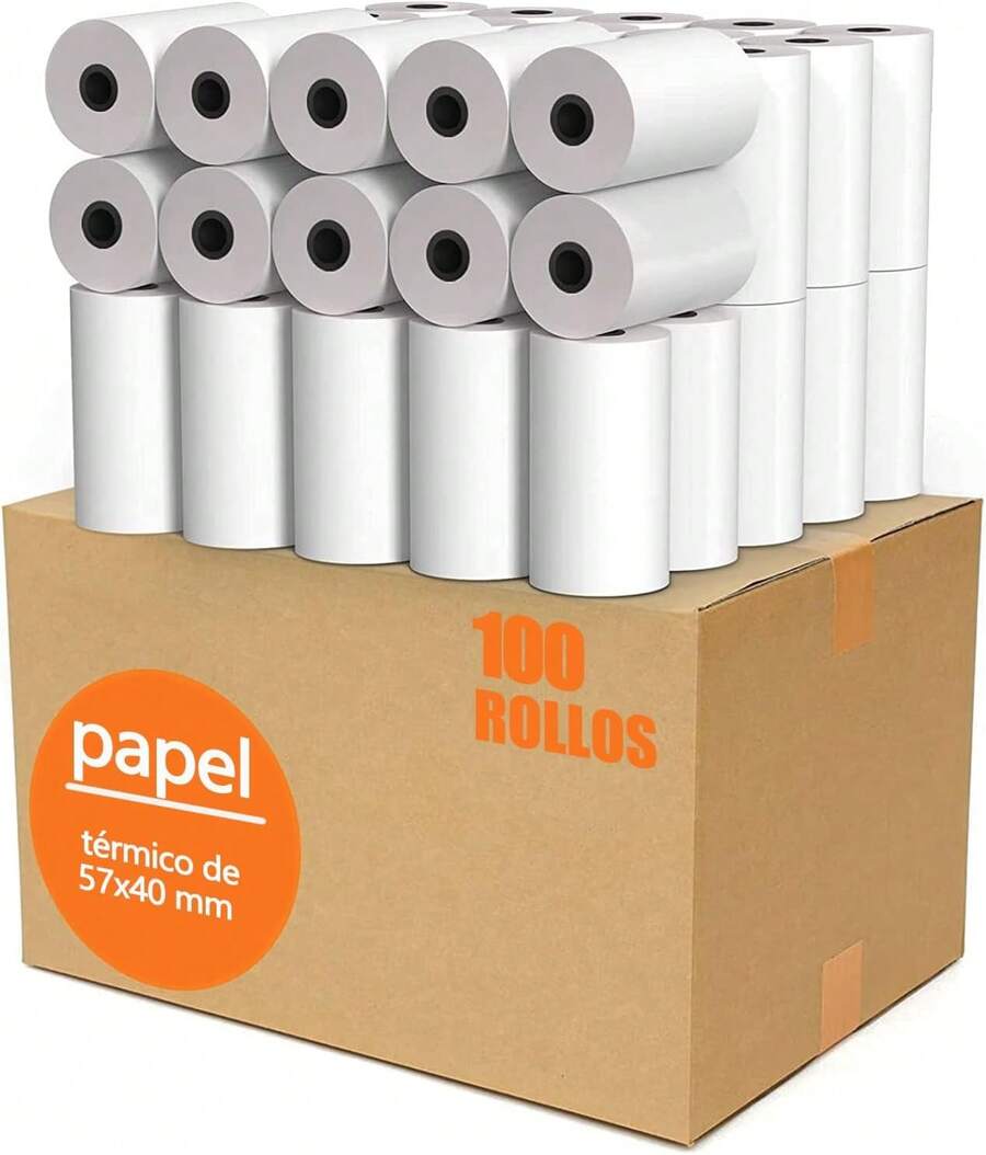 100 Rollos Térmico 57x40 mm Miniprinter,Recibo de  Impresora 58 mm,Xprinter, Ticket, Para impresora Portátil\u2026 - negro - Ver 1