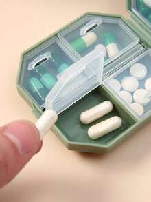 6-Compartment Portable Pill Box, Capsule Storage Case, Travel Medication Box, Pill Box, Mini Pill Box, With Floral Letter A-Z (Excluding Q/U), Pill Organizer, Travel Mini Pill Box, Moisture-Proof Pill And Vitamin Container, Medication Dispenser Organizer, Travel Home Camping Outdoor Hunting Medicine Storage Box, Pill Box, Pill Box, Medical Bag Travel Accessory Dorm Essential