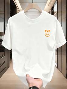 Camiseta de calabaza de Halloween de alta calidad, de algodón con estampado de doble cara, cómoda, de gran tama?o, vintage, suave, esencial para el día a día. - Blanco - Ver 2