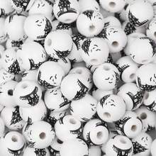 10pcs Multicolor Round Pumpkin, Bat, Skull, Ghost, Spider Web Shaped Wooden Beads, Halloween Themed Decorative Beads, Spacer Beads, For DIY Bracelets, Necklaces, Earrings, Anklets, Keychains, Backpack Chains, Christmas, Thanksgiving, Back To School, Birthday Gifts, Room Party Decor