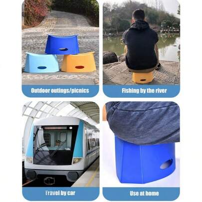 便携式可折叠凳，适合成人使用，塑料可折叠凳，带把手，适合在户外家庭露台及其他各种场合使用。