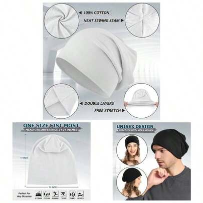 Gorras Blandas para Hombres y Mujeres, Juegos de Sombreros de Esqueleto Largo de Gran tamao, Sombreros de Punto Grandes para Todas Las Estaciones Talla nica