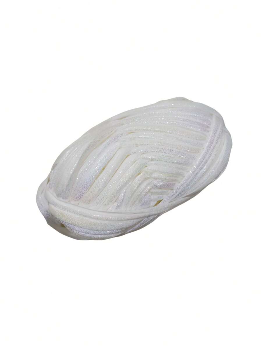 1pc Iridescent White DIY Metallic Shiny Fabric Ribbon, Soft Craft Material For Handmade Weaving Toy - White - View 1