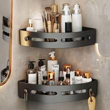 2pcs Triangular Drain Rack, Corner Shower Shelf, Thickened PP Bathroom Storage Rack, Indoor Shower Shelf, Shower Wall Shampoo Holder, Kitchen And Bathroom Storage Box, Shower Basket, Space-Saving Triangular Corner Rack - Durable Wall-Mounted Bathroom Shampoo, Body Wash, And Cosmetics Storage Rack - Easy To Install, Non-Slip Design, Bathroom Accessories - Black - View 13