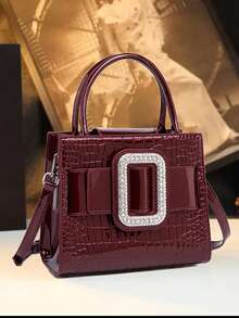 Bolso de noche de moda con diamantes, bolso de mano exquisito para damas, bolso con cuentas arqueadas, bandolera, estampado de cocodrilo, adecuado para cena/fiesta/viaje