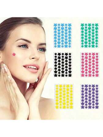 Paquete de 6 con 240 pegatinas de estrellas, pegatinas de decoración de Halloween y Navidad, pegatinas de pentágono de colores para fiestas, decoración de fotos de vacaciones, pegatinas de decoración facial (1 por color), solo para decoración (no para maquillaje), maquillaje, barato, decoración de habitaciones, tocador, viaje, dormitorio, accesorios de maquillaje, decoraciones navideñas para el hogar, regalos de Navidad, decoración navideña