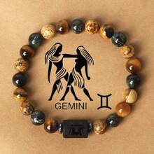 12 Zodiac Signs Natural Stone Beaded Tiger Eye & Picture Stone Bracelet - Bracelet - View 22