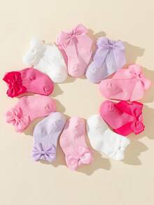 5 Pairs Cute Bow Bubble Mouth Princess Socks, Suitable For Birthday, Festivals, First Birthday Gifts - Multicolor - View 3