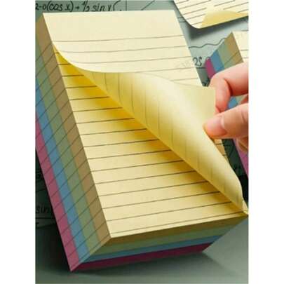 100/200pcs Lined Sticky Notes, 4 Colors, Portable Student Memo Pads, Self-Adhesive, Suitable For Office, Home, School, 2 Sizes, Office Supplies, School Essentials