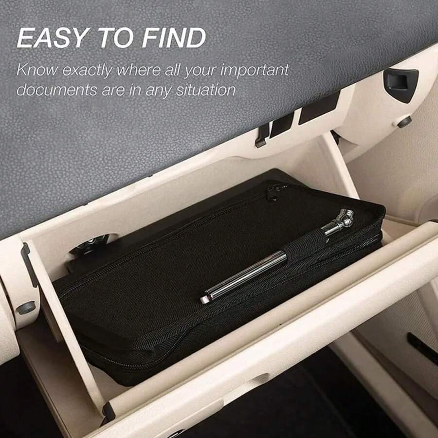 ZYHSLZ Organizador para Auto, Porta Documentos para Automóvil, 6 Bolsillos, Tela Oxford 600D, Porta Pasaporte para Carro, Multifuncional, Compatible con la Mayoría de Vehículos (Negro) - Negro - Ver 1