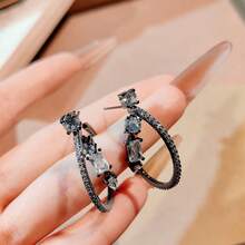 1 Piece Of Fashionable European And American Personalized High Carbon Water Drop Earrings Zirconia Special-Shaped Earrings Dark Earrings Crystal Retro Design Diamond Niche Earrings