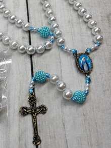 Alice's affection Rosary Assembly Kit With Casting And Resin For Adults, Jewelry, And Religious Items - White and Blue - View 2