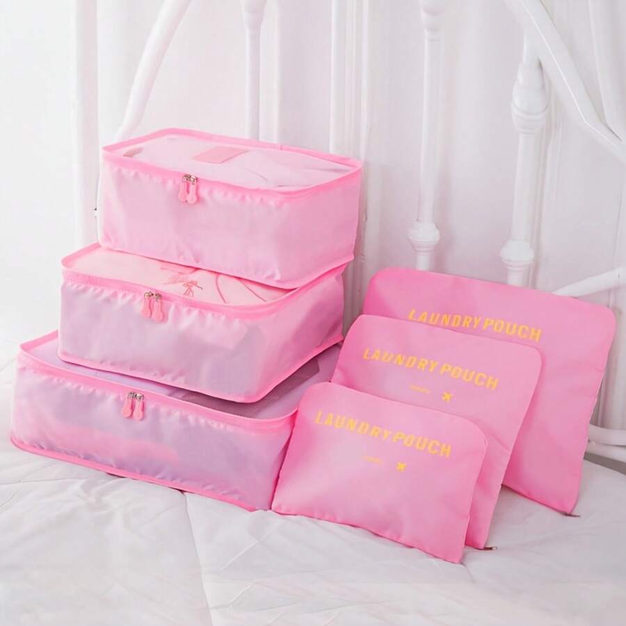 Set di 6 Borse da Viaggio, Set di Borse per la Protezione dei Vestiti, Borsa da Viaggio Pieghevole di Grande Capacità, Adatta per Viaggi di Lavoro e Vacanze, Uso Familiare