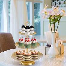 Set Of 10 Cake Stand Metal Cupcake Stand Set With Multiple Combination Styles Dert Plate Cake Serving Tray Candy Fruit Display Tower For Wedding Birthday Party  Shower Anniversary - 金色 - 查看 7