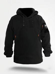 Men's Autumn/Winter Fashion Multi-Pocket Spider Embroidery Fleece Hoodie Sweatshirt