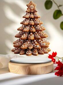 2 Decorazioni natalizie piatte in acrilico 2D a forma di albero di biscotti con supporto - eleganti per il soggiorno, l'ufficio e la tavola delle feste - include base