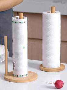 Soporte para toallas de papel de bambú, dispensador de toallas de papel de cocina, soporte para toallas de papel para encimera, soporte para rollos de toallas de papel de bambú, soporte para servilletas en el escritorio, estante para toallas de cocina, estante para pañuelos en la cocina, comedor, restaurante, soporte para envoltorio de plástico, artículos para la mesa, almacenamiento de cocina, organizador, soporte estándar para rollo para gabinete, soporte con base antideslizante - Multicolor - Ver 3