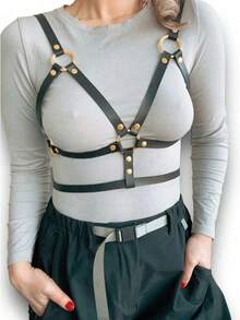 1 pieza Accesorio de Renacimiento para mujer, Moda oscura sexy de cuero de PU Suspensor, Adecuado para fiesta de Halloween, reunión o uso diario