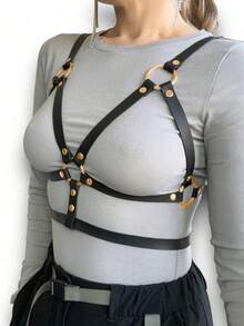 1 pieza Accesorio de Renacimiento para mujer, Moda oscura sexy de cuero de PU Suspensor, Adecuado para fiesta de Halloween, reunión o uso diario